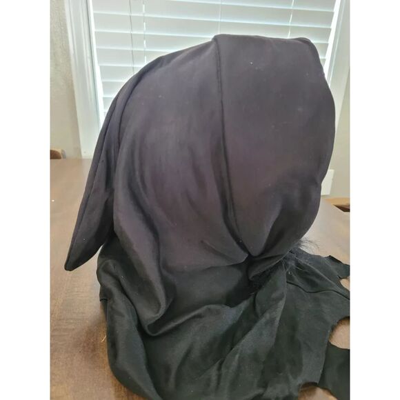 Halloween Vintage Old Man Wrinkled Face Rubber Mask w/Black Hood Cloak Costume - Picture 7 of 10